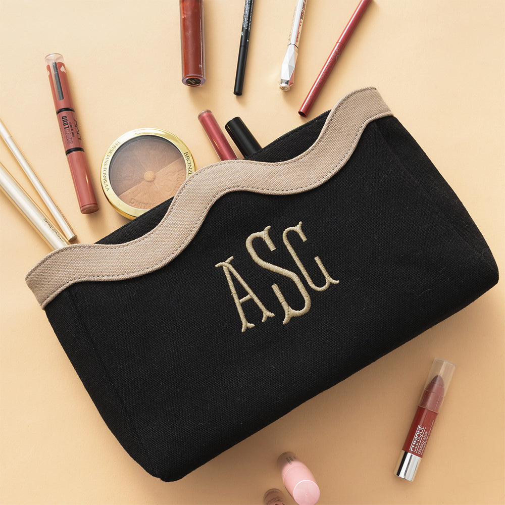 wavy top cosmetic bag spillshot