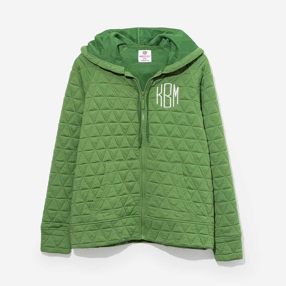 Personalized Quilted Full Zip Hoodie | Marleylilly