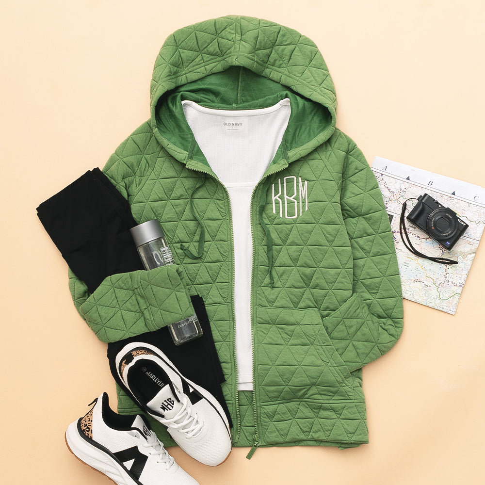 Personalized Quilted Full Zip Hoodie | Marleylilly