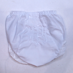 BLOOPER KIDS: Monogrammed White Eyelet Baby Bloomers