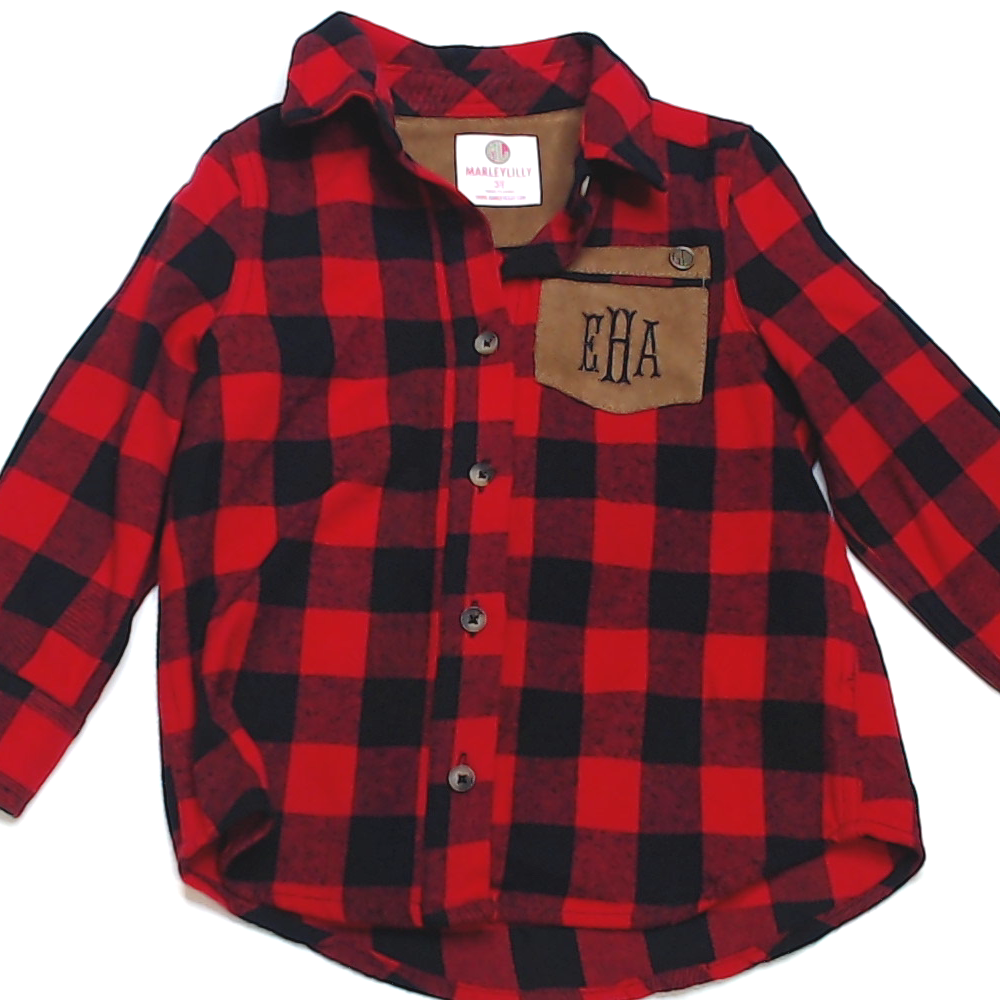 BLOOPER KIDS: Monogrammed Kids Plaid Layering Tunic