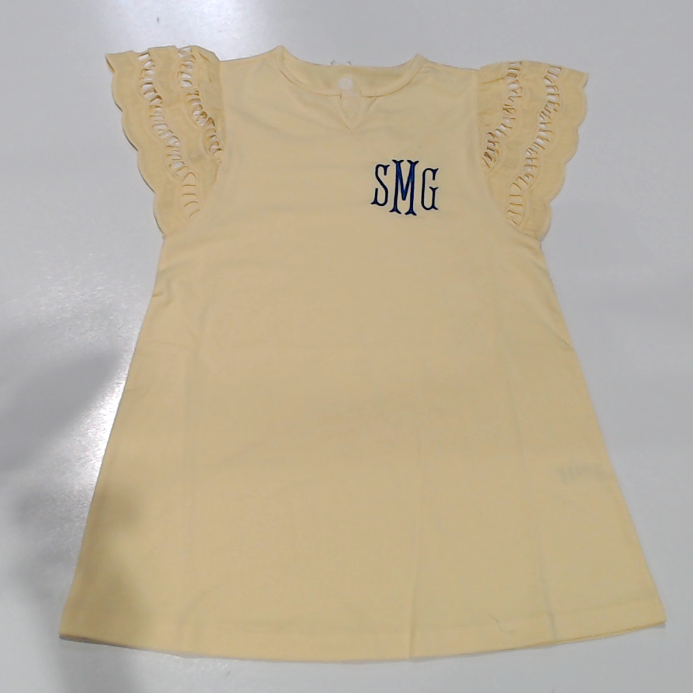 BLOOPER KIDS: Monogrammed Girls Flutter Sleeve Dress