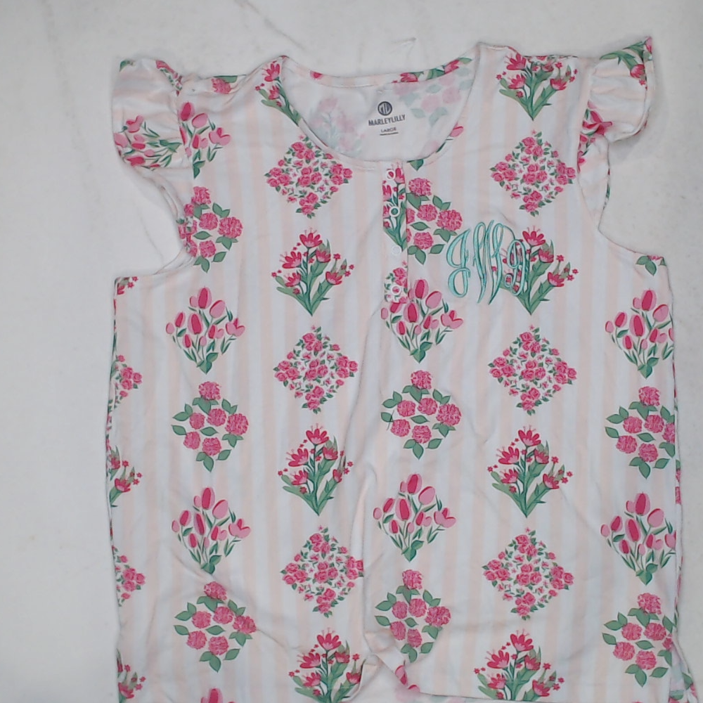 BLOOPER CLOTHING: Monogrammed Ruffle Pajama Top