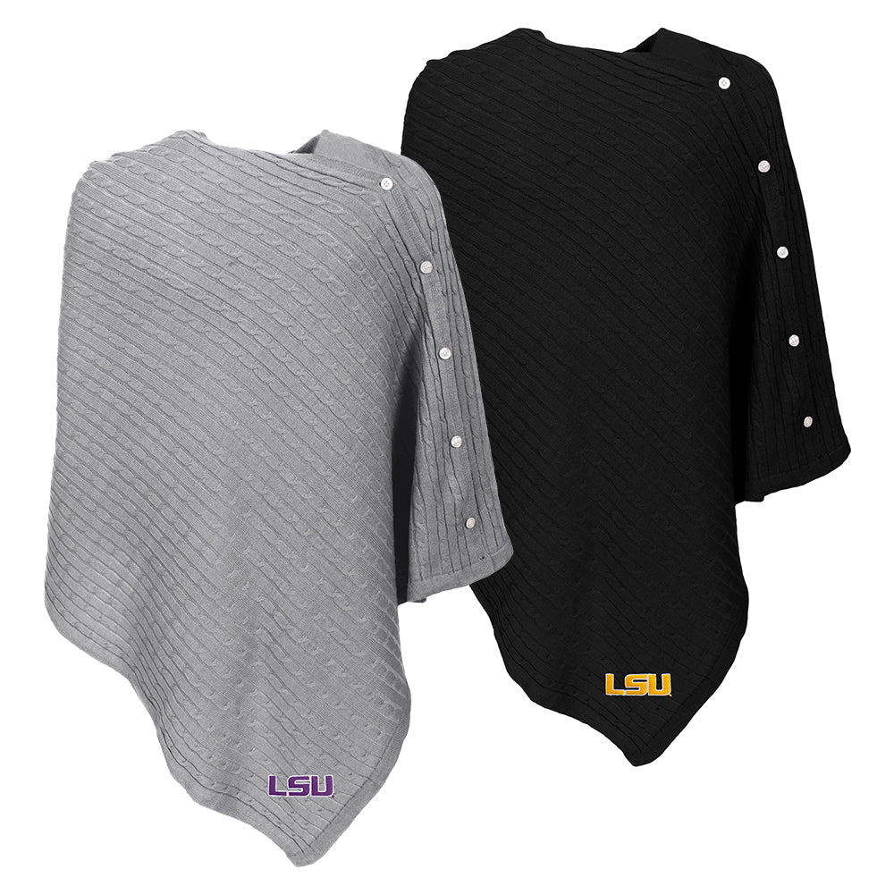 lsu tigers poncho in heathered gray and black