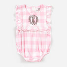 Monogrammed Baby Soft Jersey Bubble | Pink Gingham