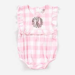 monogrammed baby bubble in pink gingham