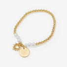 Monogrammed Pearl Heart Bracelet | Gold