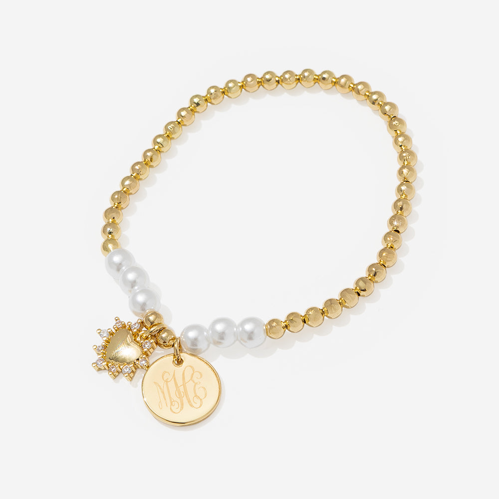 monogrammed  pearl  heart bracelet