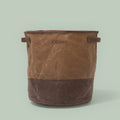 Personalized Kids Waxed Canvas Storage Basket in Brown