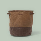 Personalized Kids Waxed Canvas Storage Basket | Dark Brown