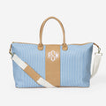 Monogrammed Seersucker Weekender in navy