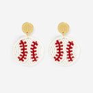 Monogrammed Baseball Earrings | White
