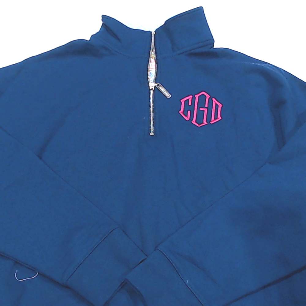 BLOOPER CLOTHING: Monogrammed Quarter Zip Sweatshirt