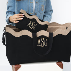 duo wavy top weekender and cosmetic bag