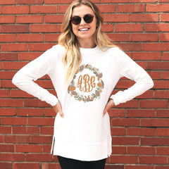 personalized autumn wreath crewneck sweatshirt