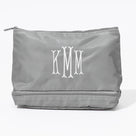 Monogrammed Double Layer Makeup Bag | Mushroom