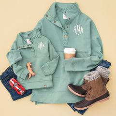 mom and me boy monogrammed pullovers in sage