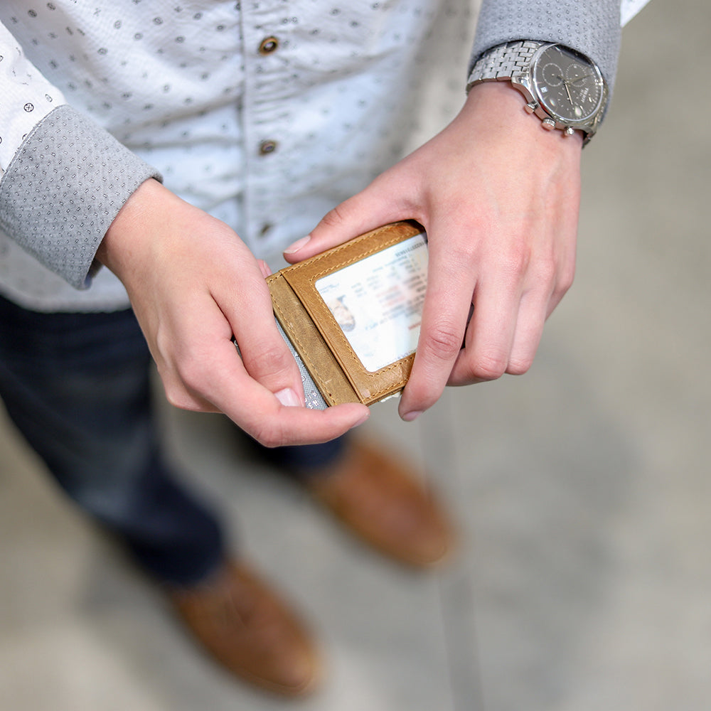 personalized brown leather wallet for men