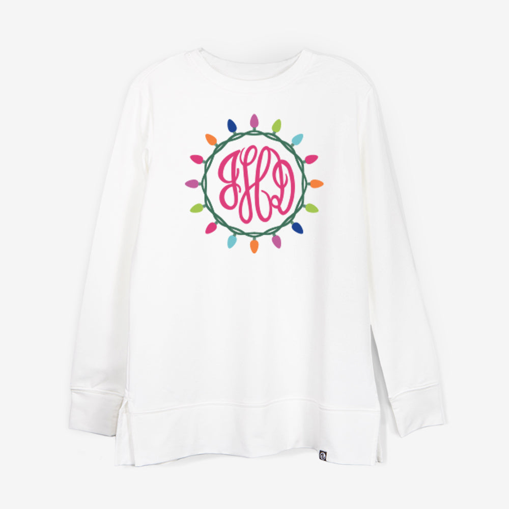 personalized christmas crewneck sweatshirt lights