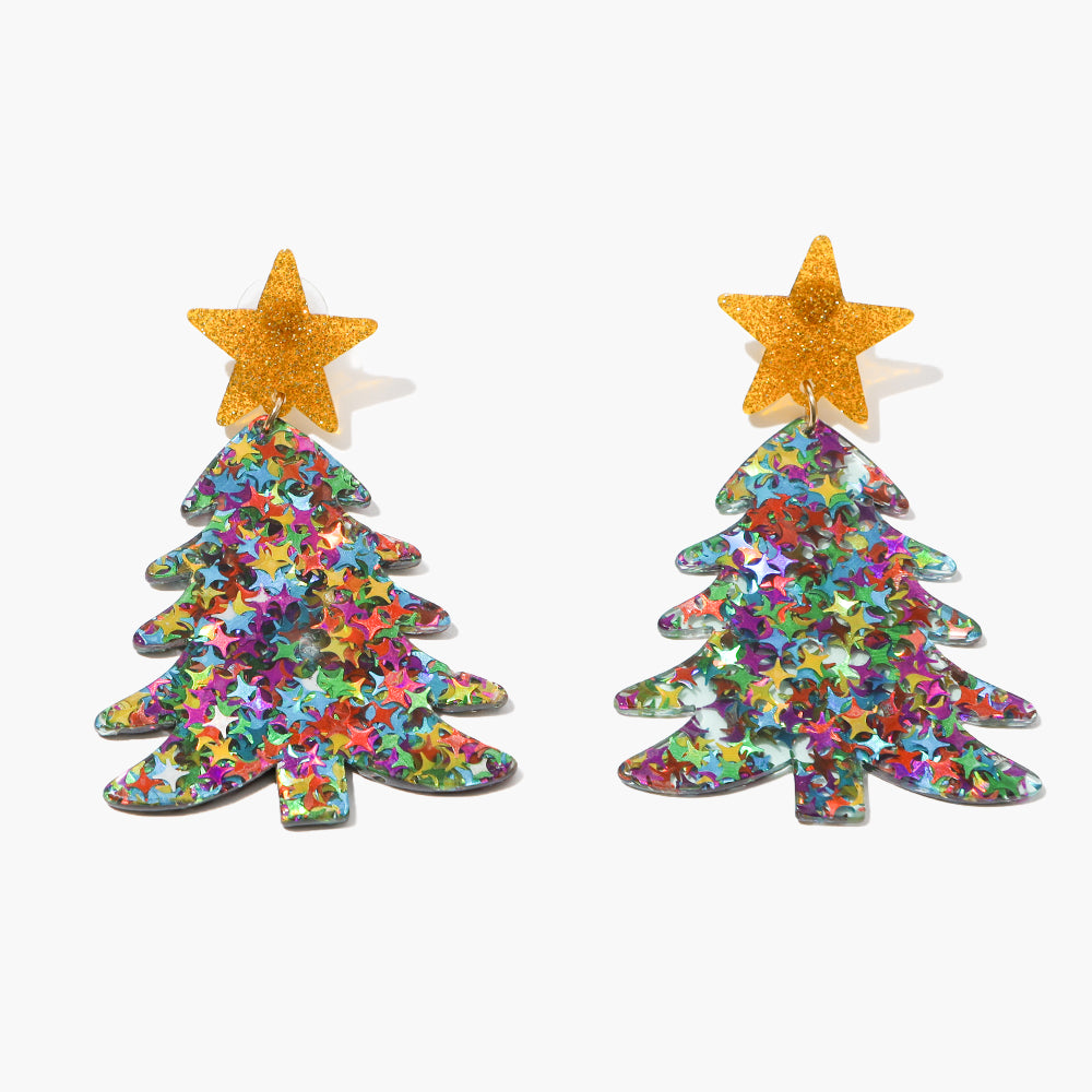 Resin Christmas Tree Earrings