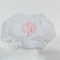 BLOOPER KIDS: Monogrammed White Eyelet Baby Bloomers