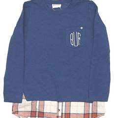 BLOOPER CLOTHING: Monogrammed Plaid Hem Sweatshirt