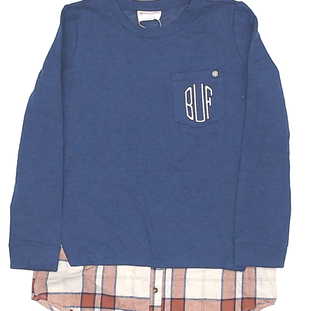 BLOOPER CLOTHING: Monogrammed Plaid Hem Sweatshirt