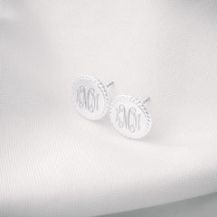 nala earrings with monogrammed cable bracelet and pearl ring