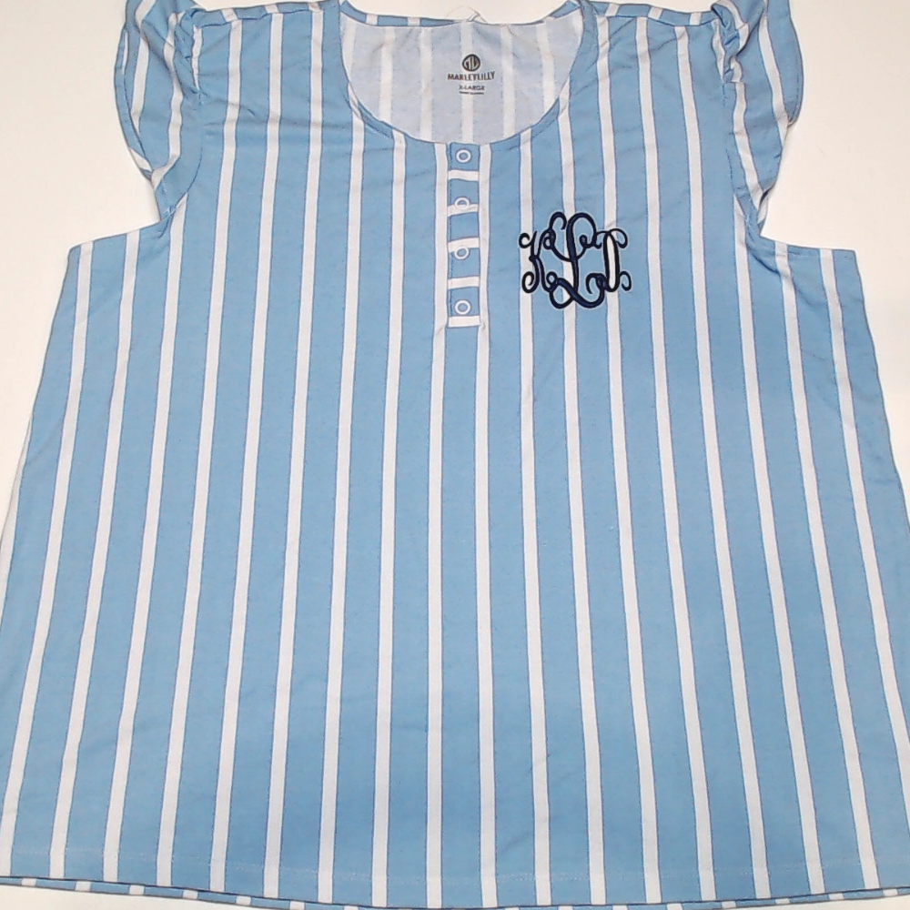 BLOOPER CLOTHING: Monogrammed Ruffle Pajama Shirt