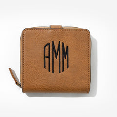Monogrammed Square Wallet in Brown