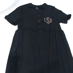 BLOOPER CLOTHING: Monogrammed Split Neck Gathered Dress