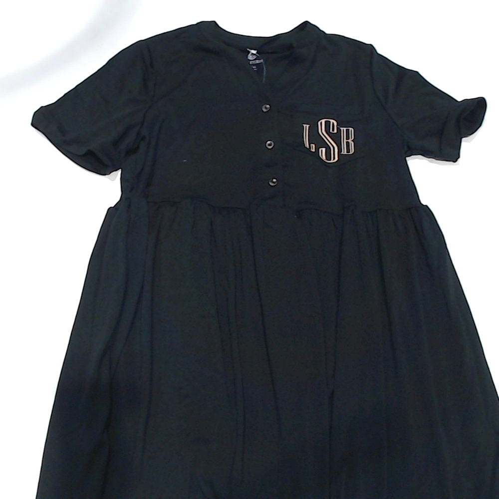 BLOOPER CLOTHING: Monogrammed Split Neck Gathered Dress
