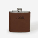 Personalized Leather Wrapped Flask | Brown
