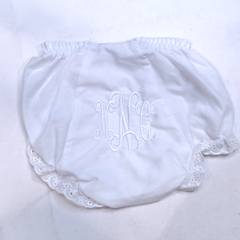 BLOOPER KIDS: Monogrammed White Eyelet Baby Bloomers