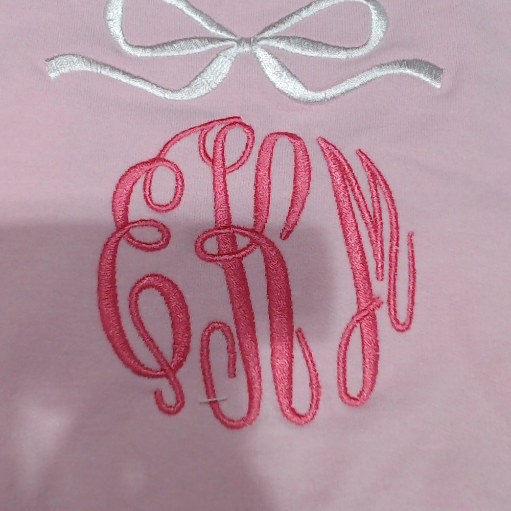 BLOOPER CLOTHING: Monogrammed Embroidered Bow Sweatshirt