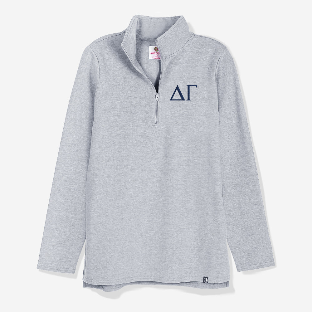 Delta Gamma Pullover Sweatshirt in Heathered Gray| Sorority Quarter Zip