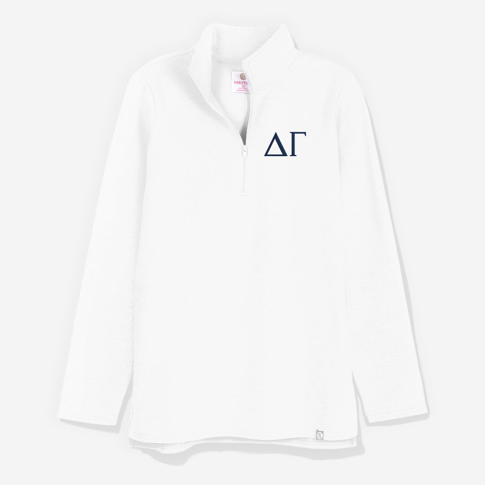 Delta Gamma Pullover Sweatshirt in White | Sorority Quarter Zip