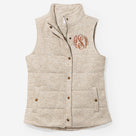 Monogrammed Heathered Quilted Vest | Heathered Oatmeal