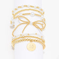 alpha phi gold pearl bow bracelet stack