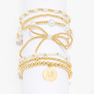 Alpha Phi Pearl Bow Bracelet Stack | Gold