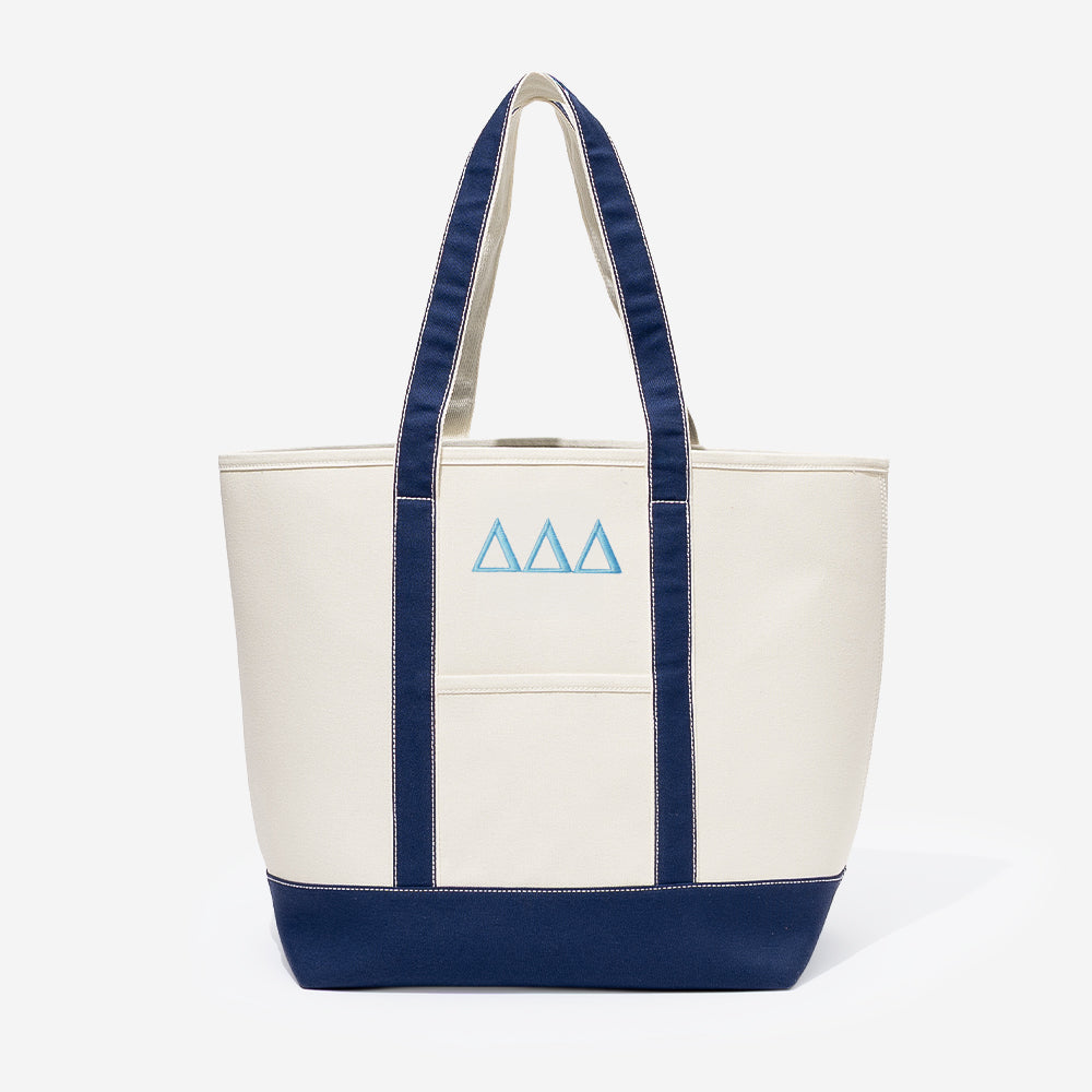 Delta Delta Delta Large Canvas Tote | Ivory/Navy