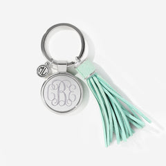Monogrammed Tassel Key Chain in mint