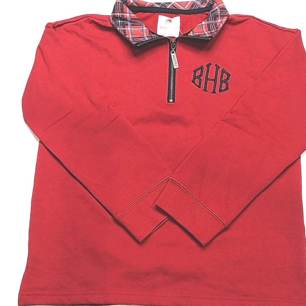 BLOOPER KIDS: Monogrammed Kids Quarter Zip Sweatshirt