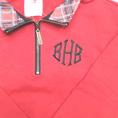 BLOOPER KIDS: Monogrammed Kids Quarter Zip Sweatshirt