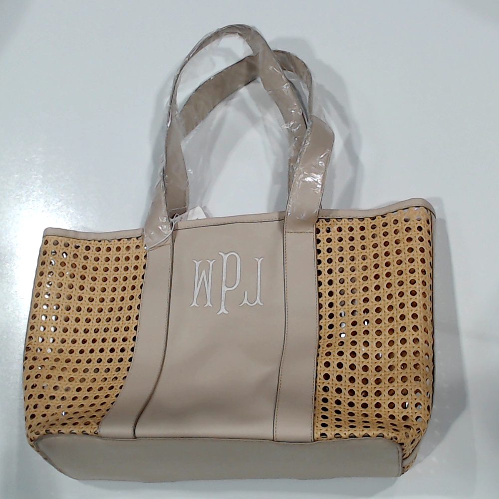 BLOOPER BAG: Monogrammed Straw Caning Tote