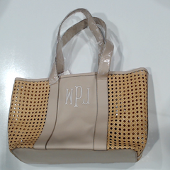 BLOOPER BAG: Monogrammed Straw Caning Tote
