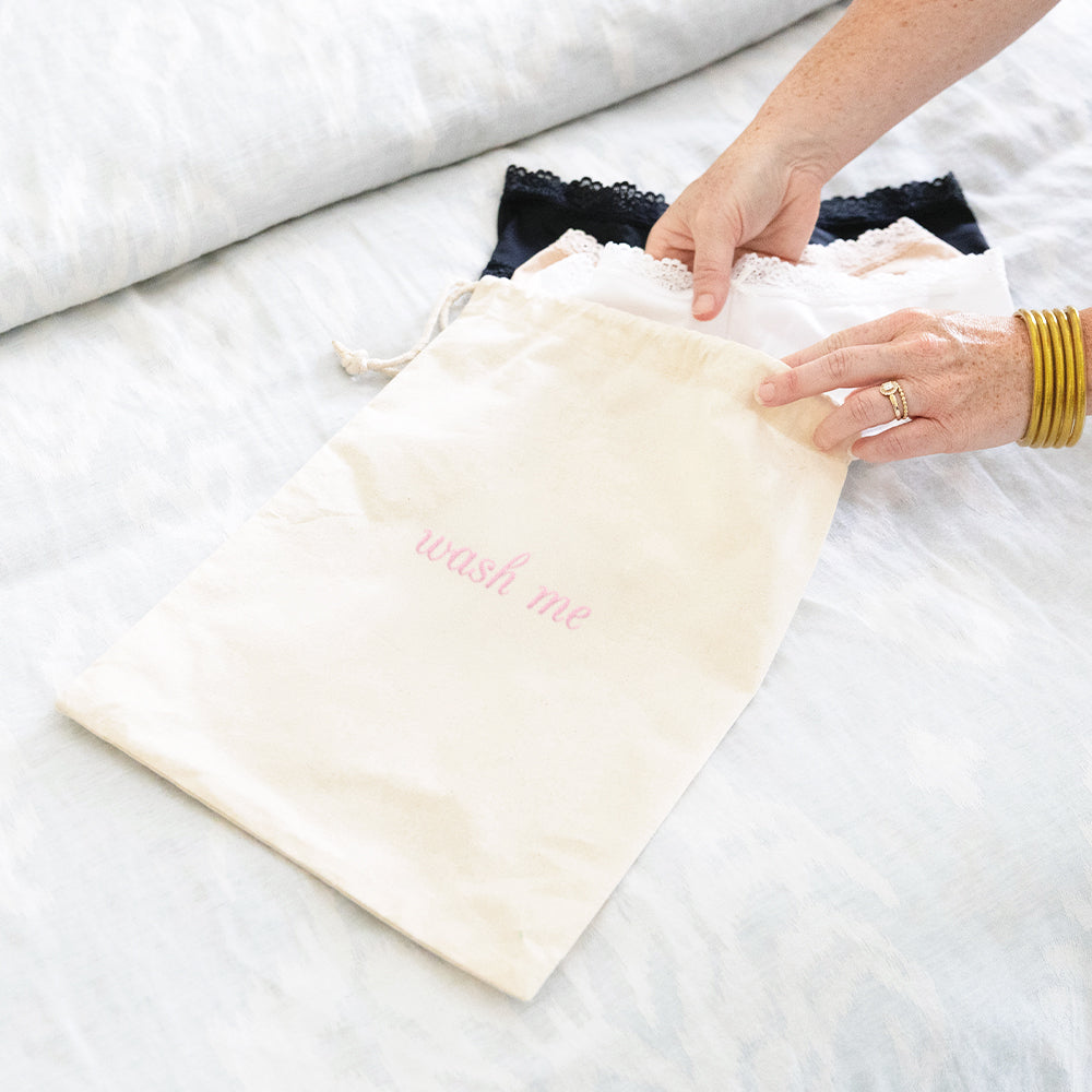 natural drawstring travel bag wash me