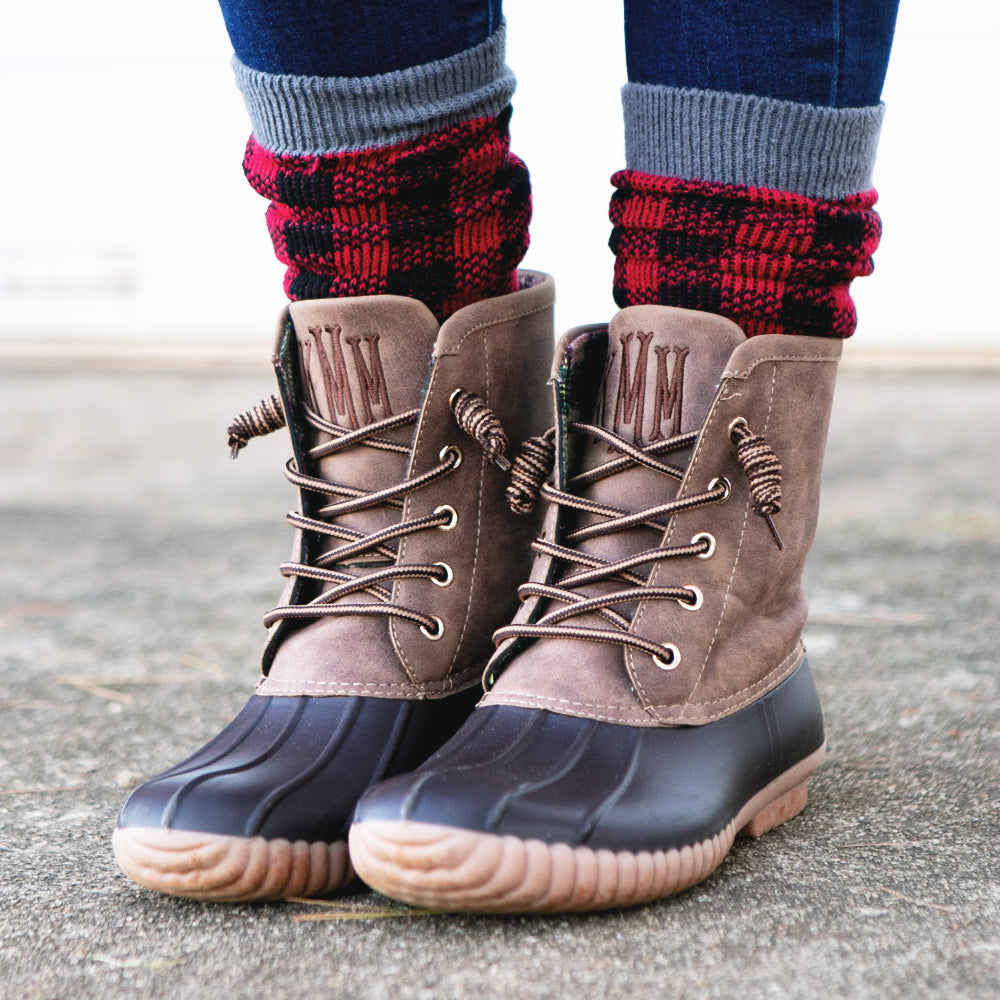 buffalo plaid socks with duck boots