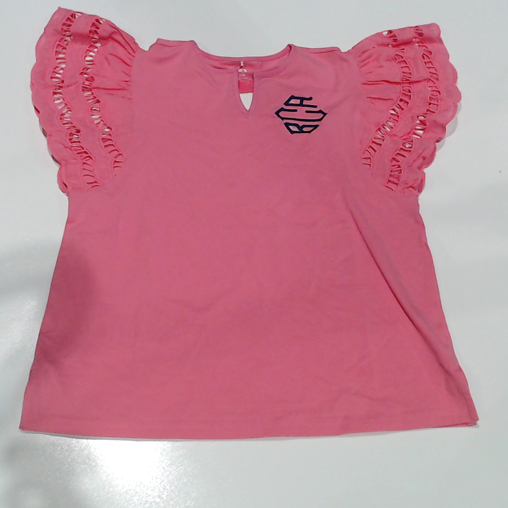 BLOOPER CLOTHING: Monogrammed Flutter Sleeve Top