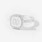 Monogrammed Pave Ring | Sterling Silver